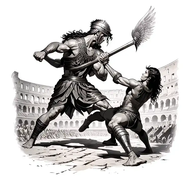 Gladiator Fighting In The Colosseum