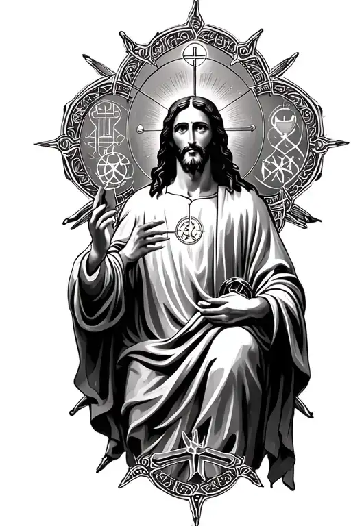 Christ Surrounded By Symbols