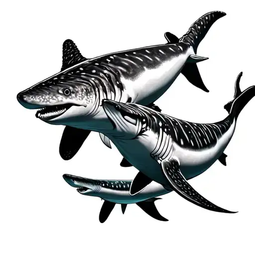 3 Whale Sharks Chasing Each Other