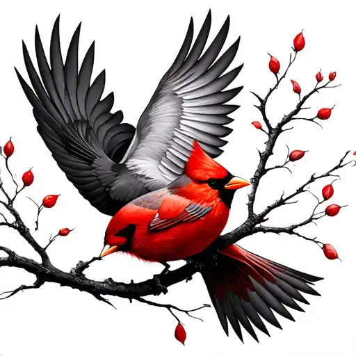 Tree Of Life Cardinal Flying Away