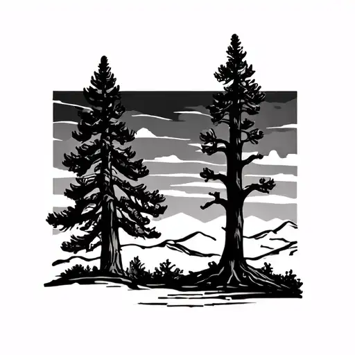 Arizona Outline With Pine Tree