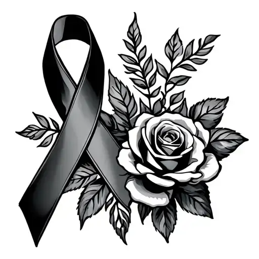 Cancer Ribbon With Roses
