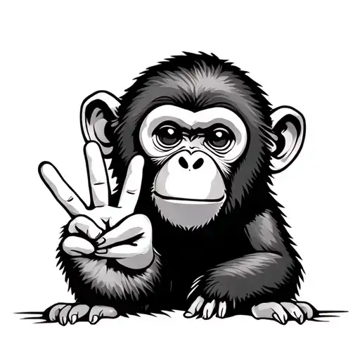 Monkey Holding Peace Sign