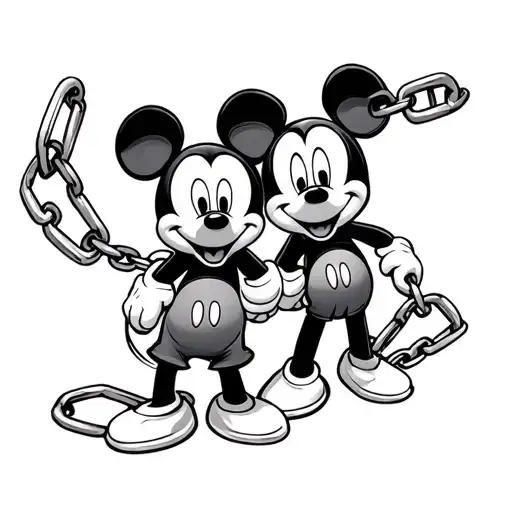 Ohana And Micky Mouse With Chains