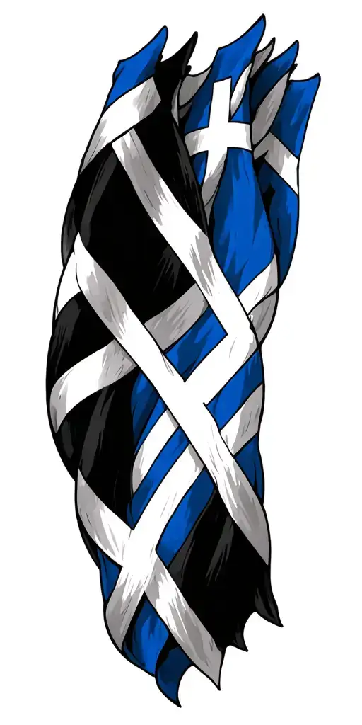 Scotland And Greek Flag Intertwined Infinity Symbols