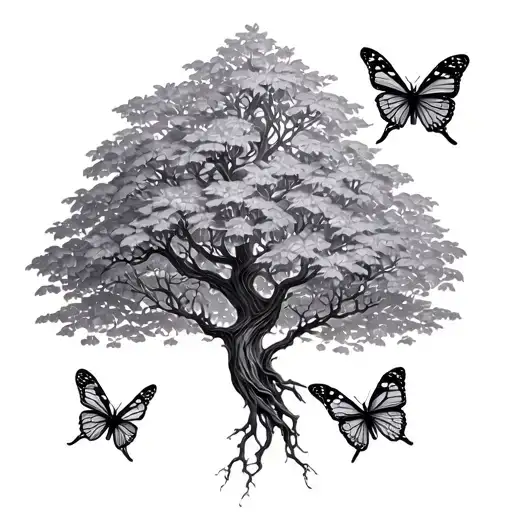 Poison Tree Growing With Butterflies And Semi Colon