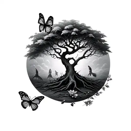 Poison Tree With Butterflies And Semi Colon