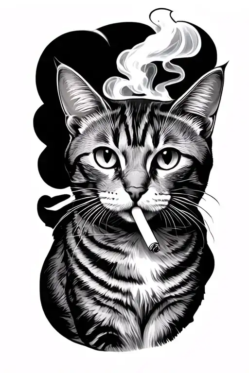 Cat Smoking A Cigarette