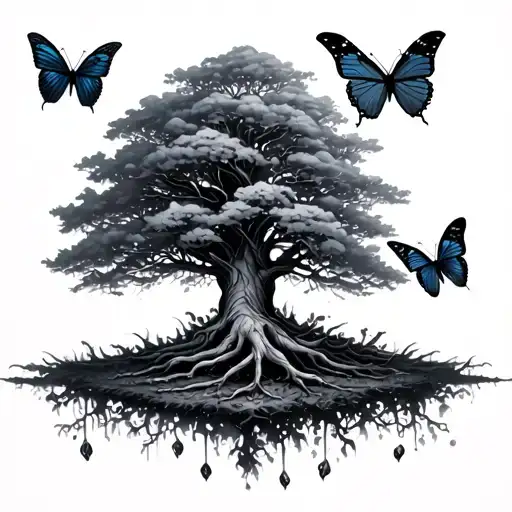 Poison Tree With Butterflies With Semi Colon