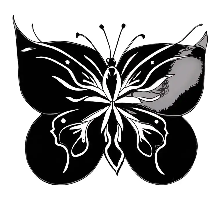 Sternum Tattoo Star Butterfly Made