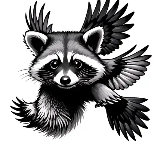 Racoon And Bird Flying