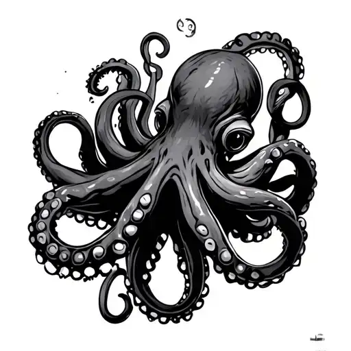 Octopus Breaking Free From Shackles Gothic Font