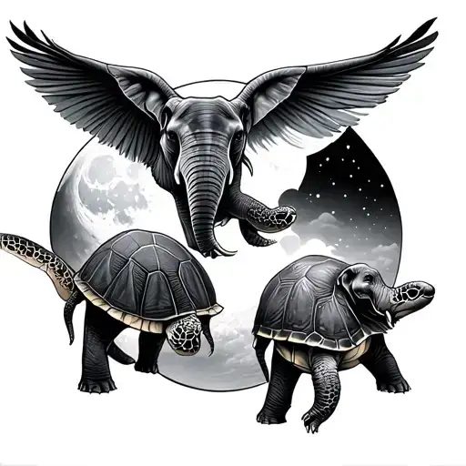 Elephants Turtles And The Moon
