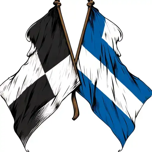 Half Finland Half England Flags Intertwined