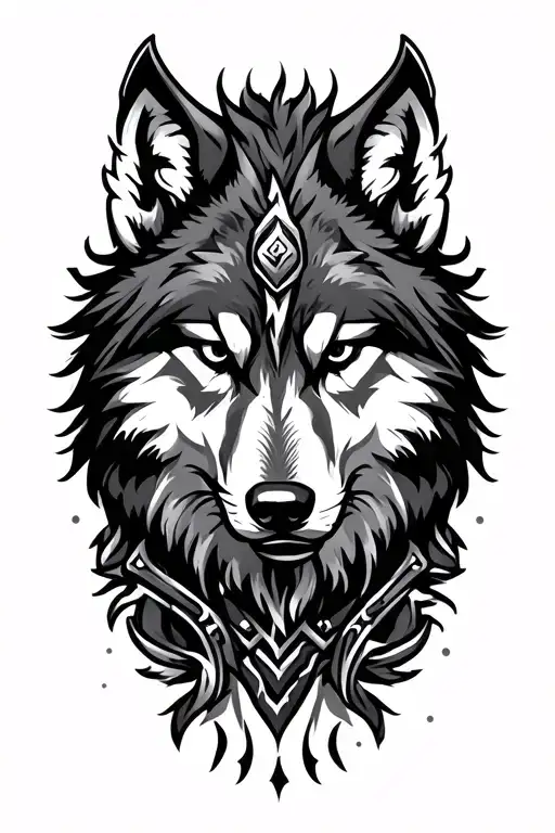 Nordik Viking Style Tattoo Featuring Fenrir Viking Norse Wolf