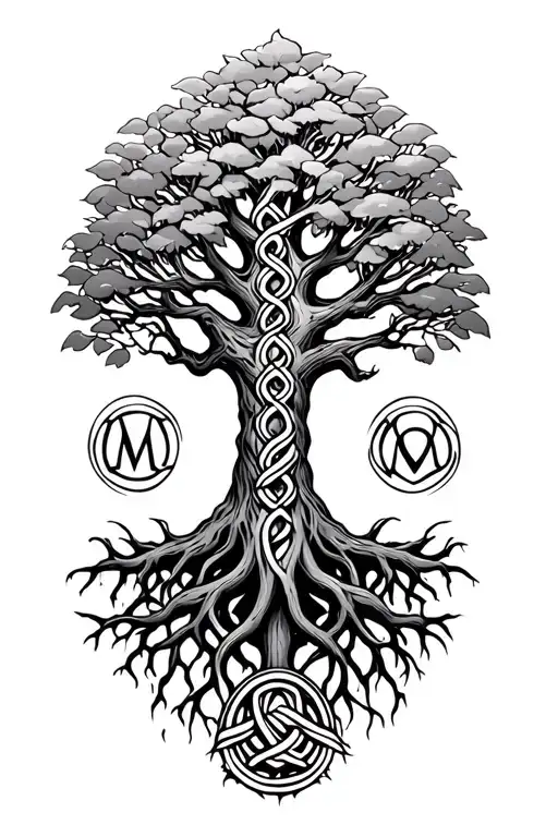 Tree Of Life Celtic With Roots Deep And Love Knot On Upper Forearm With Mom