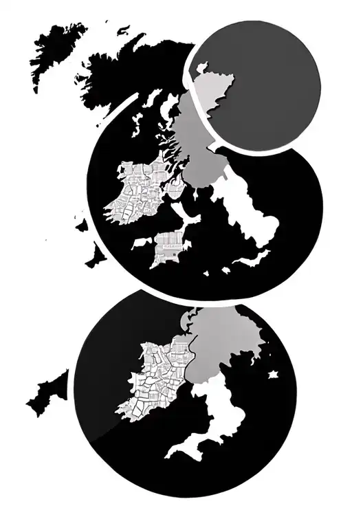 Three Circles With Dubai England And Italy Inside The Circles
