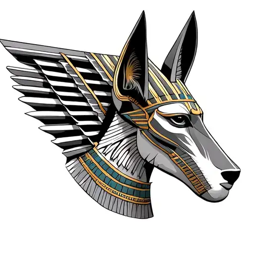 Egyptian Concept Line Work Sleeve With Anubis