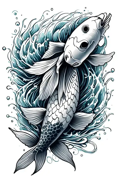 Koi Fish Swimming Upstream