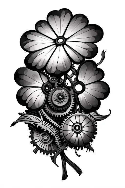 Clover Filled With Bio Mechanical Gears