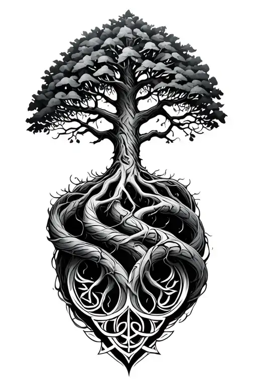 Tree Of Life Celtic With Roots Deep Wrapping Around Arm