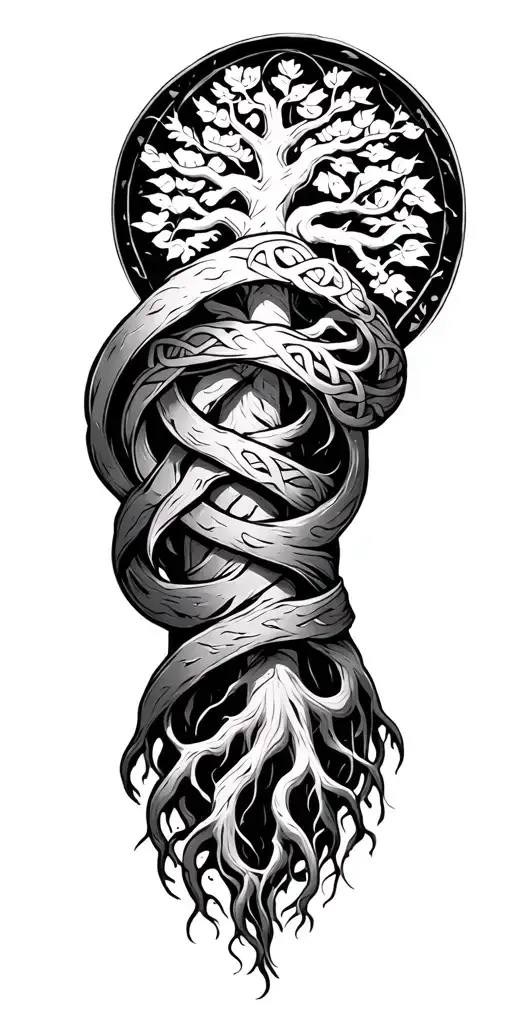 Tree Of Life Celtic With Roots Deep Wrapping Around Arm