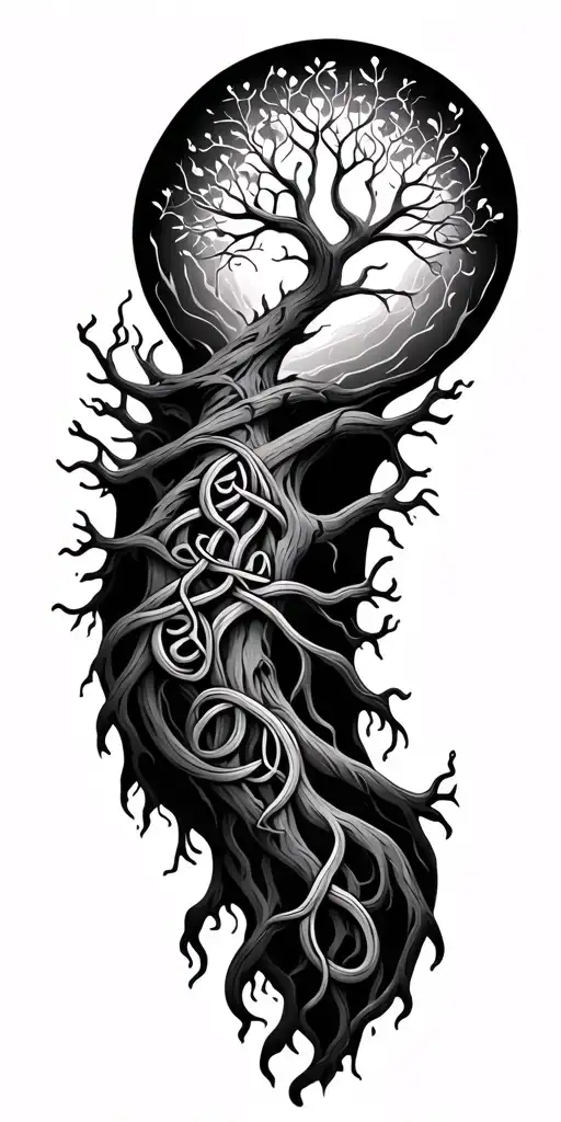 Tree Of Life Celtic With Minimal Roots Deep Wrapping Around