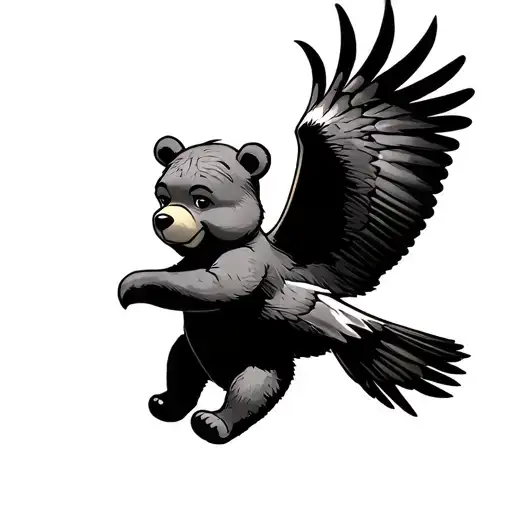 Pooh Bear With Hawk Flying