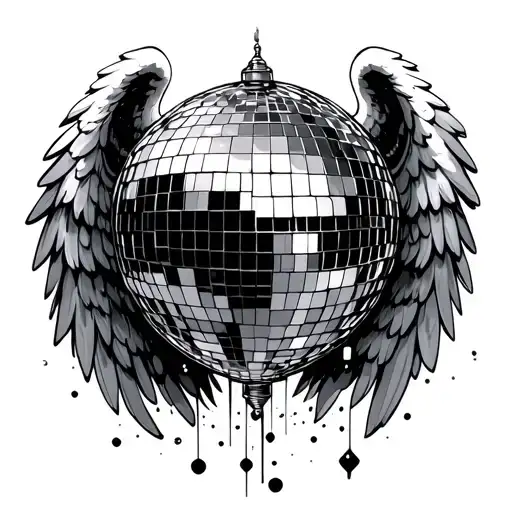 Heart Disco Ball With Angel Wings Glitching