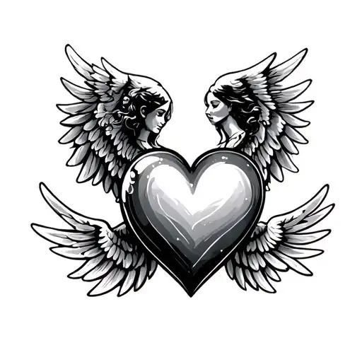 Disco Heart With Angel Wings Flapping