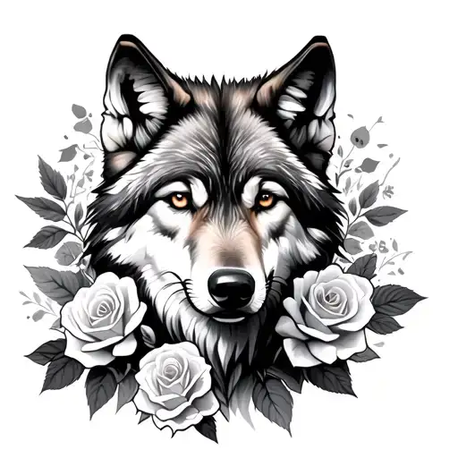 Wolf And Roses Blooming