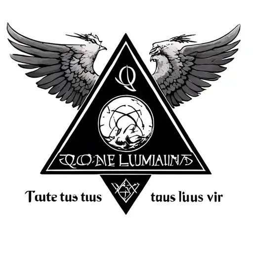 Illuminati On The Middle With Latin Qoute Tuus Lustus Vir And A Symbol Of Freedom And Success