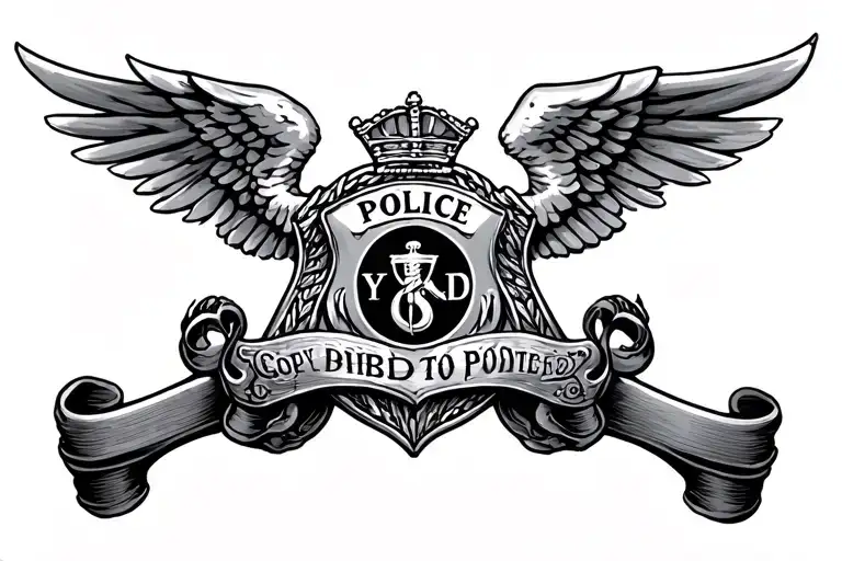 God And Police Badge Incorporated Into The Design