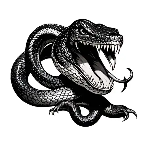 Double Headed Snake One With Fangs One With Tounge