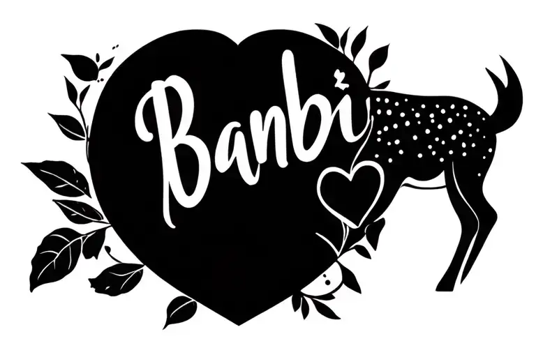 The Word Bambi With A Heart Next To It