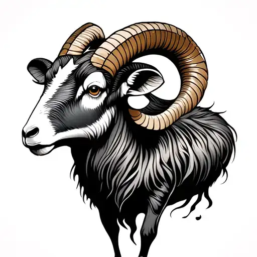 Back Tattoo Ram With Pattern