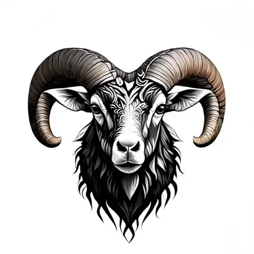 Back Tattoo Ram With Pattern Realism Gothic