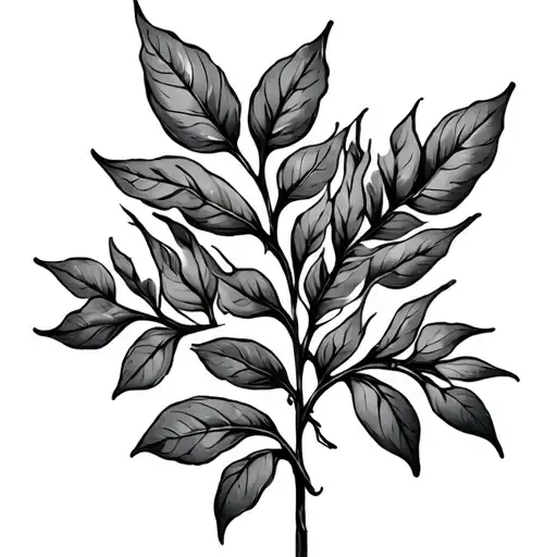 Branch Of Leaves Around The Arm