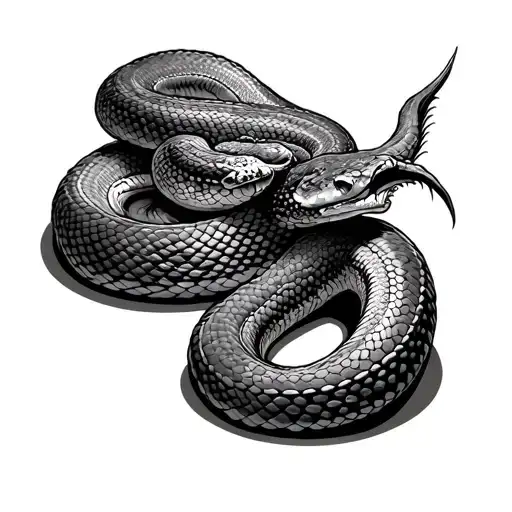 Snake Coiled Up And Dead At The Bottom Of A Crass