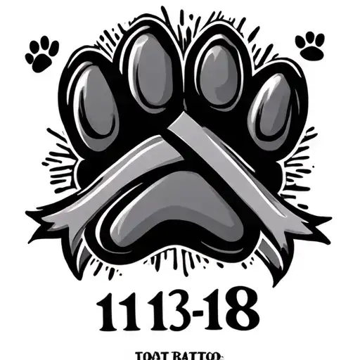 Solid Dog Paw Print With Ribon Crossing In Front With The Date 11-13-18