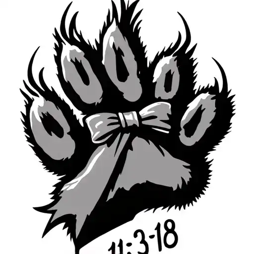 Solid Dog Paw Print With Ribon Crossing In Front With The Date 11-13-18