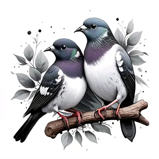 A Pigeon And A Robin Bird