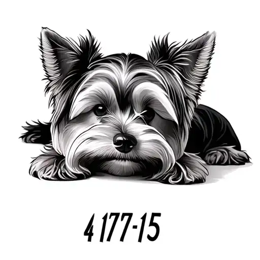 Yorkie Terrier Dog Outline Laying On Top Of The Date 4-17-15
