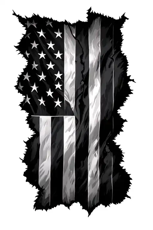 Torn America Flag Ingod We Trust Pow