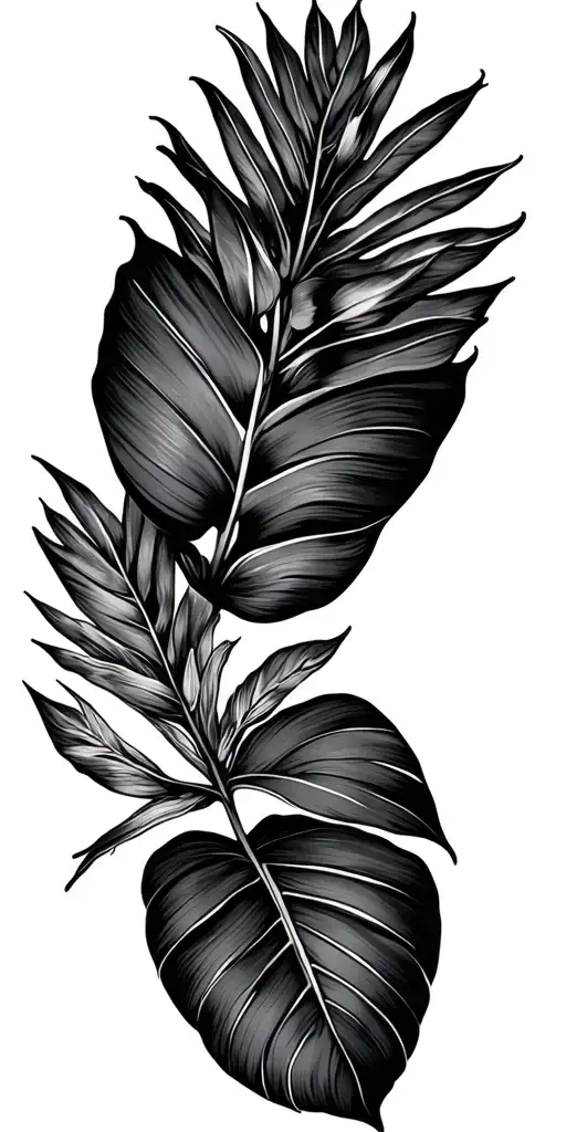 Tropical Flower And Leaves