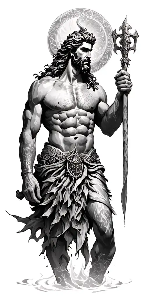 Poseidon Con Brujula Vikinga Abajo