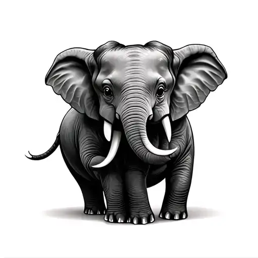 Two Baby Elephants Holding Trunks