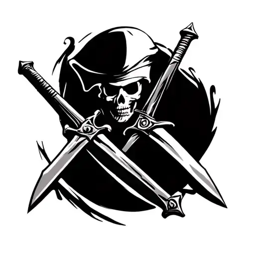 Two Pirate Sabers Connected At The Ends And Forming An Angle