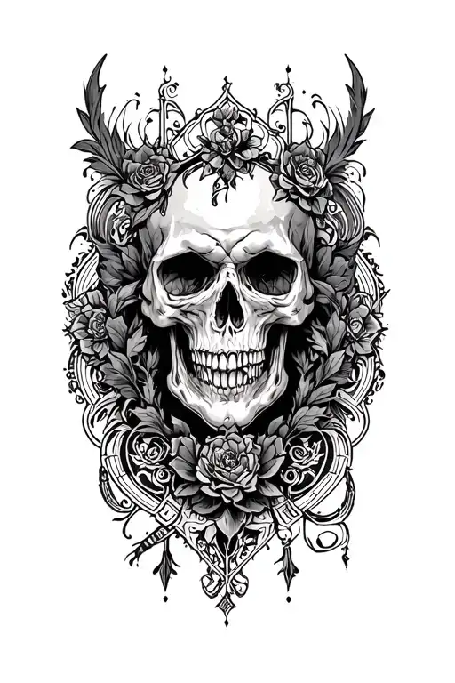 A Gothic Tattoo In Blackwork Design