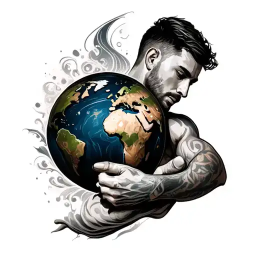 Man Holding World